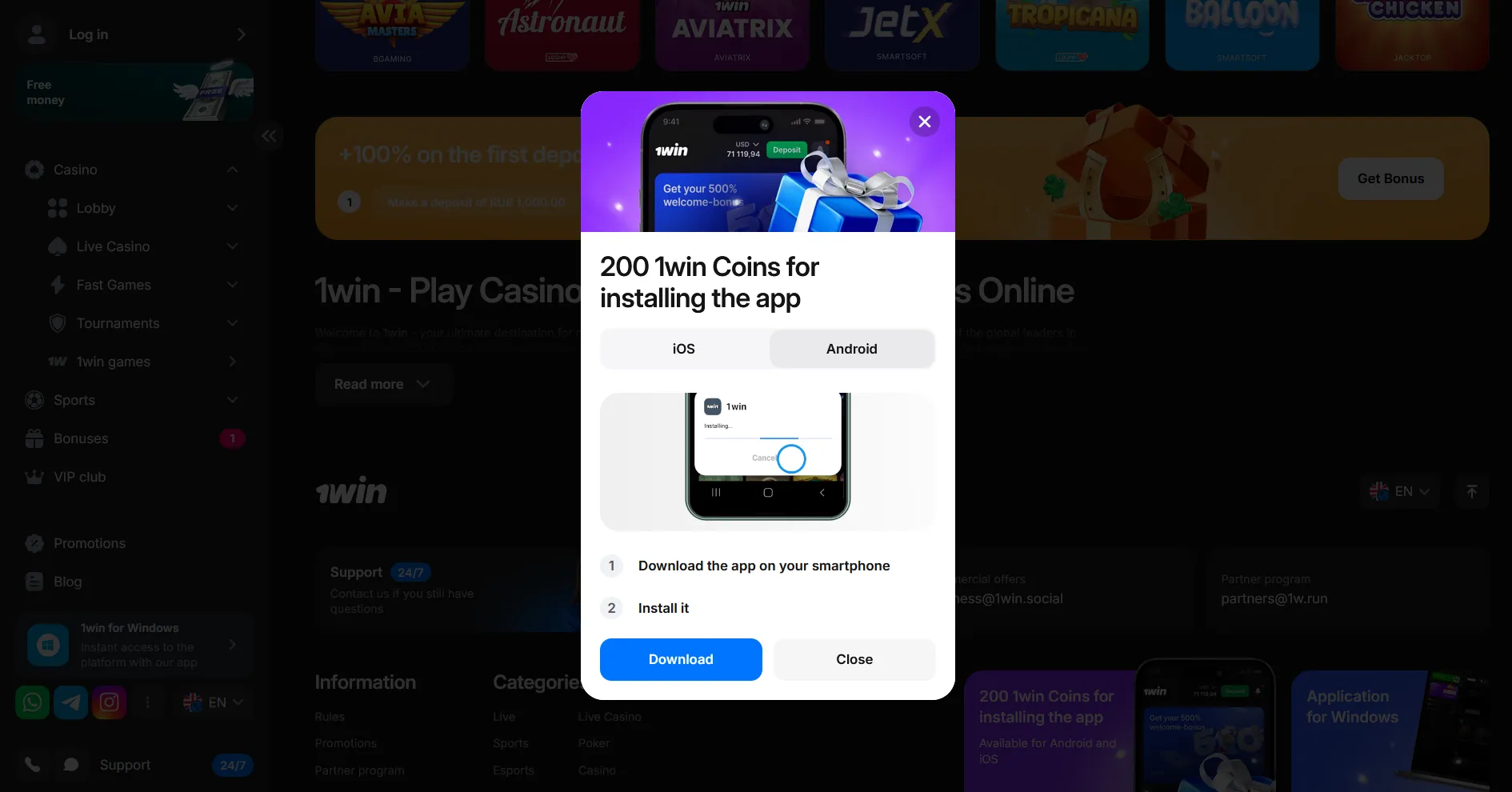 Login through Mobile App